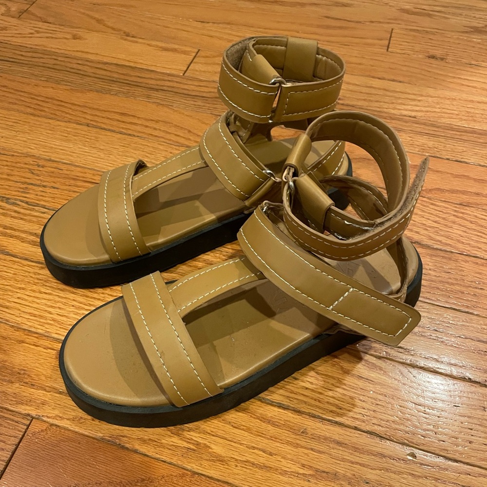 Mango Tan Gladiator Sandals with Cushioned Footbed